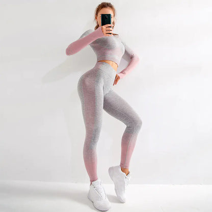 Yoga Set - Long Sleeve Seamless Breathable Activewear