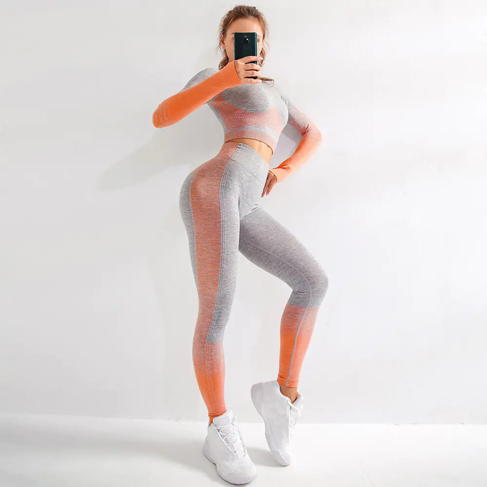 Yoga Set - Long Sleeve Seamless Breathable Activewear