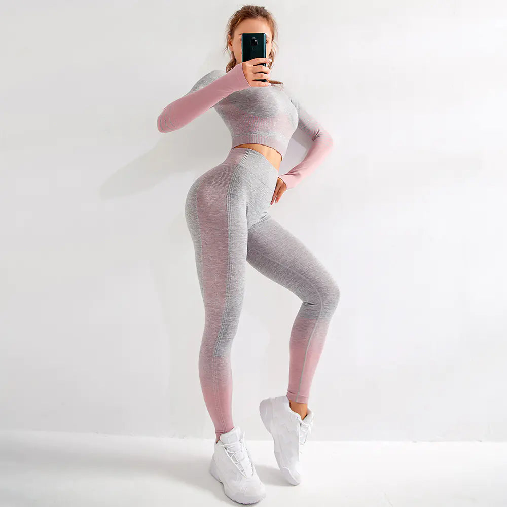 Yoga Set - Long Sleeve Seamless Breathable Activewear